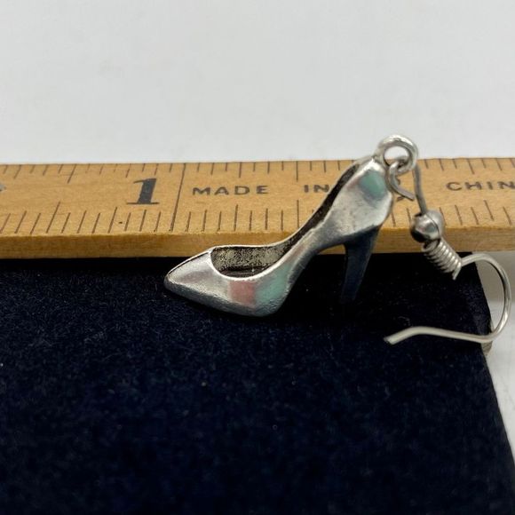 Silver High Heel Shoe Earrings - Picture 12 of 12